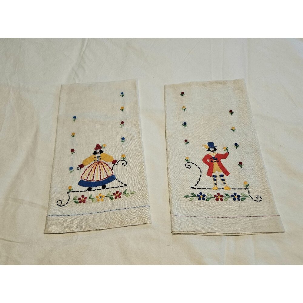 Mr & Mrs Embroidered Tea Towels, Lady and Gentlemen Embroidered Towels